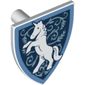 Shield Triangular with Unicorn on Dark Blue Print