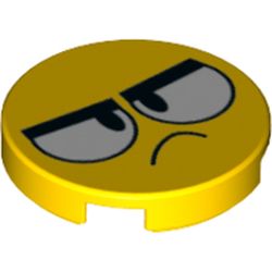 Tile Round 2 x 2 with Frowning Face, Thick Eyebrows print