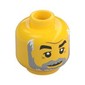 Minifig Head, Thick Eyebrows, Grey Beard and Mustache Print