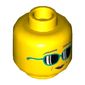 Minifig Head, Azure Sunglasses, Peach Lips, Dark Tan Eyebrows