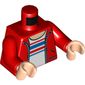 Torso Jacket, White Shirt with Blue and Red Stripes, Zipper Print, Red Arms, Light Nougat Hands