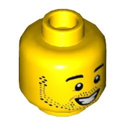 Minifig Head, Beard Stubble, Smiling with Teeth / Neutral