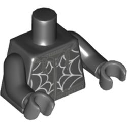 Torso Hoodie with White Spider Web Print, Black Arms, Dark Bluish Gray Hands