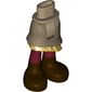 Minidoll Hips and Asymmetrical Layered Skirt with Gold Ruffle, Dark Red Legs, Dark Brown Shoes Print