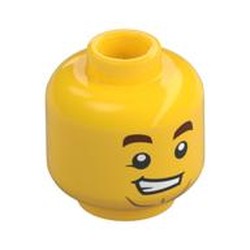 Minifig Head, Brown Eyebrows, Crooked Teeth Smile