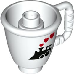 Duplo Cone / Ice Cup with Black Train and Red Heart Steam Clouds Print