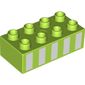 Duplo Brick 2 x 4 with 5 White Vertical Stripes Print