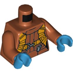 Torso Flight Suit, Straps, Buckles, Zipper Pockets Print, Dark Orange Arms, Dark Azure Hands