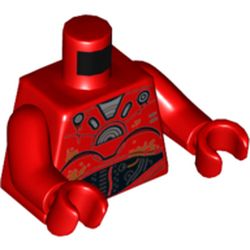 Torso Droid with Silver Plates, Wires, and Rust Print, Red Arms and Hands