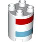 Duplo Brick Round 2 x 2 x 2 with Red and Azure Stripes Print