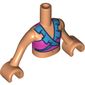 Minidoll Torso Girl with Dark Pink Bikini / Bathing Suit with Medium Blue Collar Print
