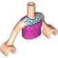 Minidoll Torso Girl with Dark Pink Shirt, Blue Dots, Aqua Top, Blue Swirls