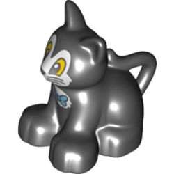 Duplo Animal Cat / Kitten Sitting with Yellow Eyes, and Bow on Chest Print