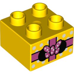 Duplo Brick 2 x 2 with Gift with Minnie Mouse Ears & Bow Print