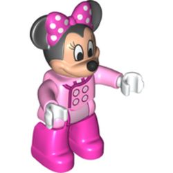 Duplo Figure Minnie Mouse with Jacket with 4 Buttons Print, and Dark Pink Legs