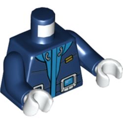 Torso Hoodie with Azure Trim, Handheld Device Print, Dark Blue Arms, White Hands