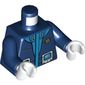Torso Hoodie with Azure Trim, Handheld Device Print, Dark Blue Arms, White Hands