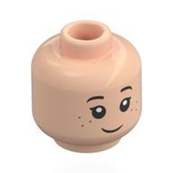 Minifig Head, Eyelashes, Freckles, Happy / Sad Print