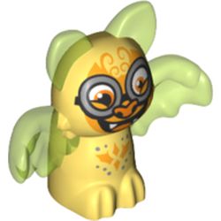 Creature, Shadow Bat Elves, Light Yellow Body, Trans-Bright Green Wings and Ears with Orange Markings, Light Bluish Grey Round Glasses Print