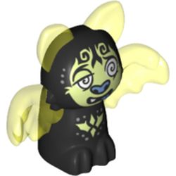 Creature, Shadow Bat Elves, Black Body, Trans-Neon Yellow Wings and Ears with Blue Nose and Tongue, White Eyes with Swirls, Lime Markings Print (Crase)