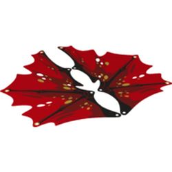 Wings, Dragon with Black Spines, Dark Red Marks, and Gold Ovals on Red Background Print [Sheet of 2]
