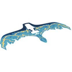 Wings, with Dark Blue, Medium Azure, Blue and Yellow Lightning Print
