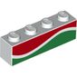 Brick 1 x 4 with Octan Red Green Wave Line Print