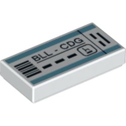 Tile 1 x 2 with Bar Code, BLL CDG Plain Ticket print