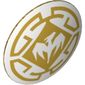 Shield Round Bowed with White Dragon On Gold Print