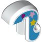 Animal Body Part, Cat Tail with Medium Blue Stripe, Dark Pink Heart, Pink and Yellow Star print