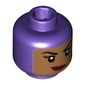 Minifig Head Batgirl, Balaclava with Medium Nougat Face, Beauty Mark, Crooked Smile Print [Hollow Stud]