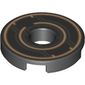 Tile Round 2 x 2 with Hole with Orange Circles, Dark Bluish Gray Circuity print