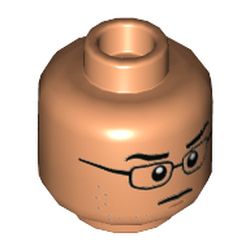 Minifig Head Franklin Webb, Glasses, Closed Lips, Scared / Determined Print
