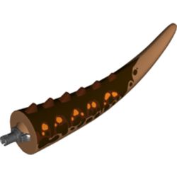 Animal Body Part, Dinosaur, Carnotaurus Tail, with Spikes and Pin, Dark Brown Stripes and Orange Spots Print