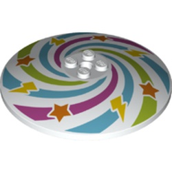 Dish 8 x 8 Inverted [Radar] with Purple, Azure, Lime Swirls, Orange Stars, Yellow Lightning print