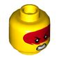Minifig Head Harumi, Dual Sided, Red Markings over Eyes, Open Mouth with Teeth, Grimace / Frown with Peach Lips Print [Hollow Stud]