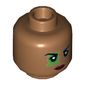 Minifig Head Green Lantern (Jessica Cruz), Dual Sided, Eyebrows, Green Lantern Logo over Eye, Red Lips Black Eyes / Green Eyes Print [Hollow Stud]