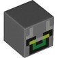 Minifig Head Special, Cube with Pixelated Face, Lime Eyes, Green Mouth, Black Trace Print