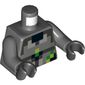 Torso Pixelated Dark Bluish Grey, Green, and Lime Squares Print, Dark Bluish Gray Arms, Black Hands
