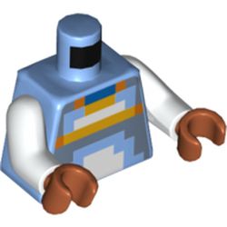 Torso Pixelated Yellow / Blue / White Shirt Print, White Arms, Dark Orange Hands