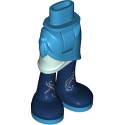Minidoll Hips and Wrap Skirt with Medium Blue with Light Aqua Layer, Dark Blue Boots with Silver Striping Print