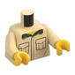 Torso Shirt with Pockets and Dark Green Collar Print, Tan Arms, Yellow Hands