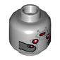 Minifig Head Ghost (Ava Starr), Dual Sided, Balaclava with Medium Nougat Face / Red Eyes, Silver Plates Print [Hollow Stud]
