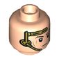 Minifig Head Anakin Skywalker, Gold Headset, Closed Mouth Smile / Angry Print