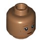 Minifig Head Val, Reddish Brown Eyebrows, Peach Lips, Neutral / Goggles Print