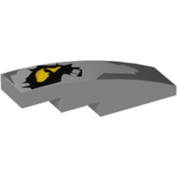 Slope Curved 4 x 1 No Studs with Yellow Dragon Eye print [Stud Holder with Symmetric Ridges]