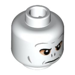 Minifig Head Voldemort, Nougat Around Eyes, Dark Bluish Gray Contours, Nose Slits Print