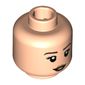 Minifig Head Tina Goldstein, Dual Sided, Dark Brown Eyebrows, Peach Lips, Neutral Expression / Small Smile Print [Hollow Stud]
