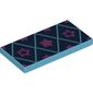 Tile 2 x 4 with Purple Stars On Dark Blue Field with Medium Azure Squares print
