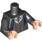 Torso Suit Jacket, Vest and Tie, Red Trim, Dark Blue Scarf Print, Black Arms with White Lines Print, Light Nougat Hands